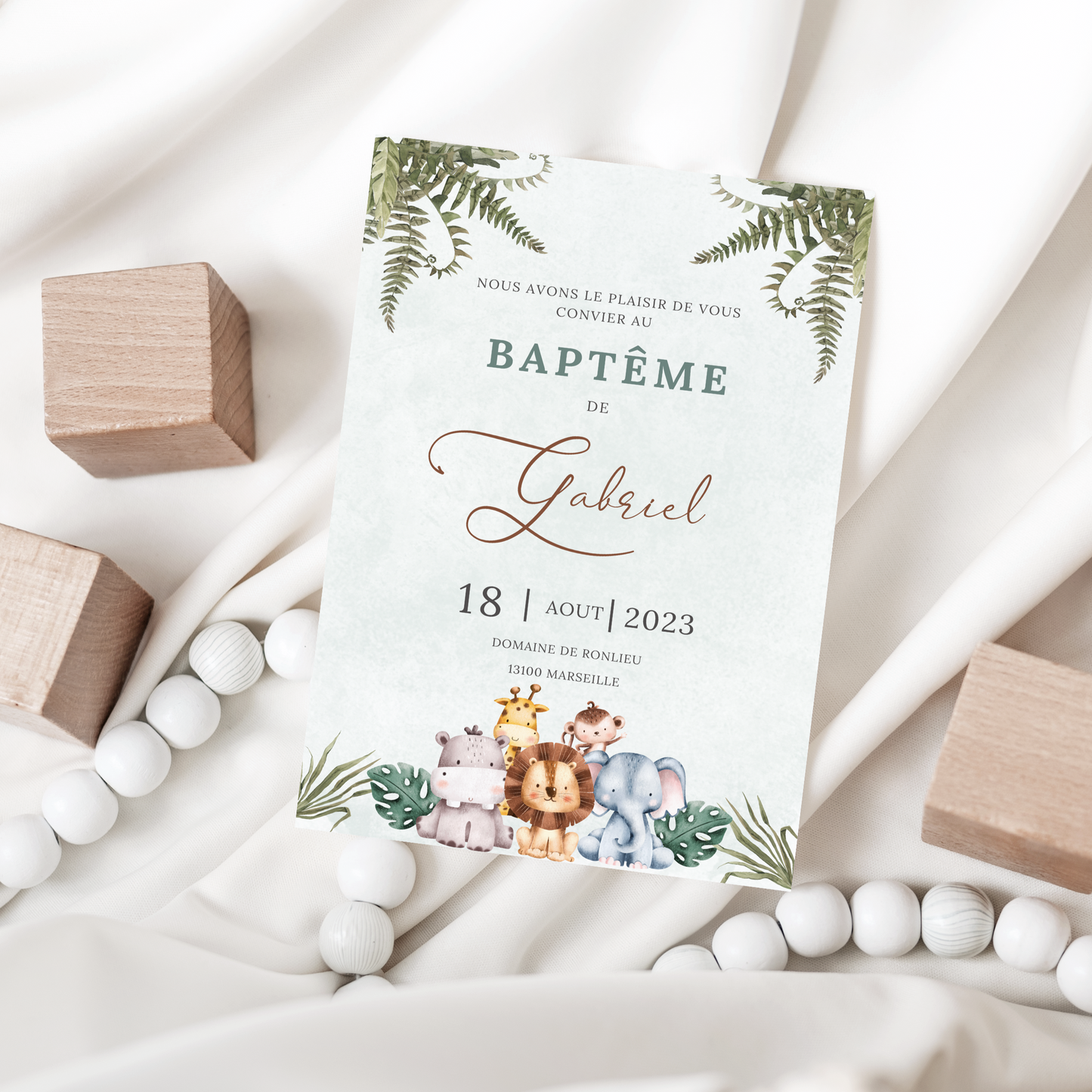 Invitation - Faire Part Baptême : Savane