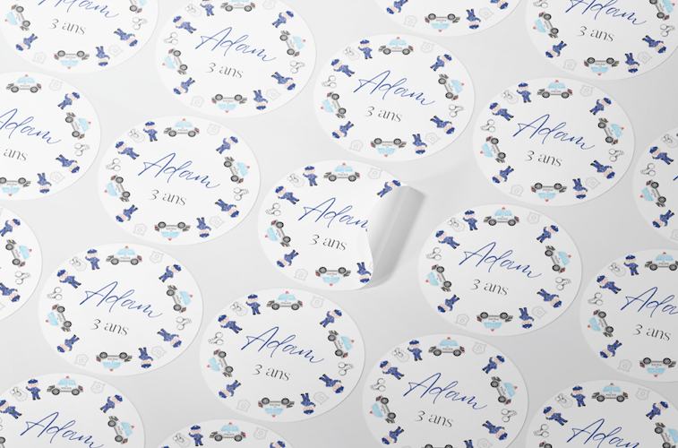 Stickers, étiquettes autocollantes thème policier - L’Atelier Personnalisé