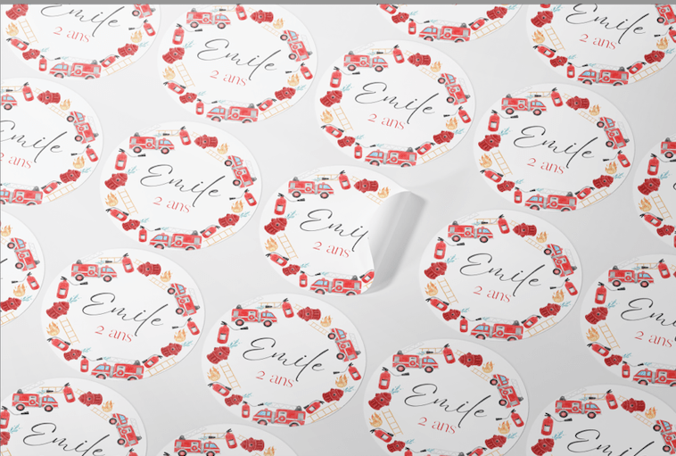 Stickers, étiquettes autocollantes thème pompier - L’Atelier Personnalisé