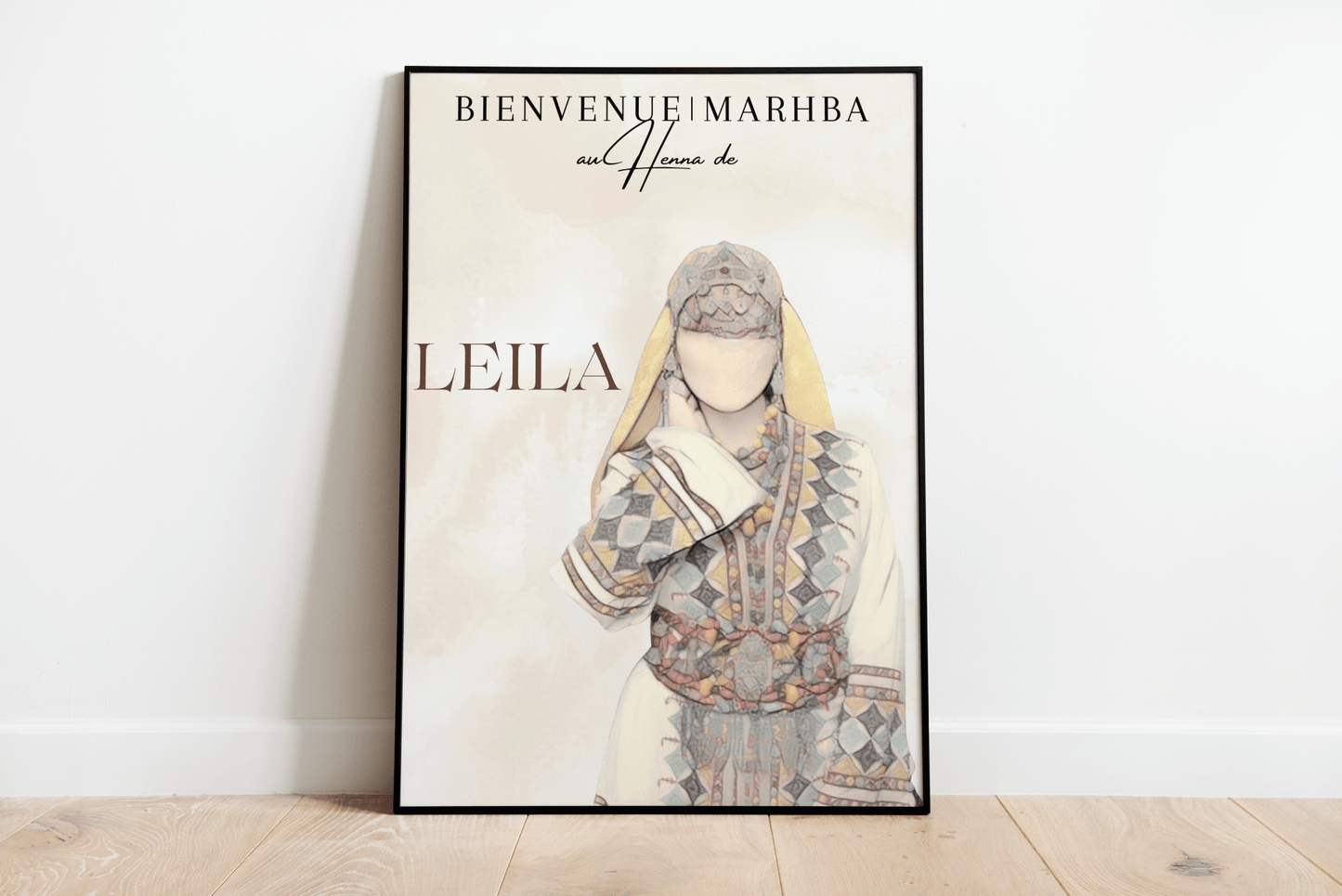 Affiche de Bienvenue pour mariage, Henna. Femme Chelha - L’Atelier Personnalisé