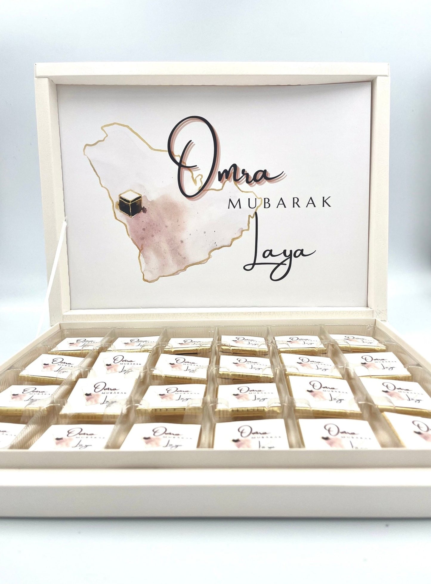Boite Chocolats personnalisés Omra Mubarak - L’Atelier Personnalisé