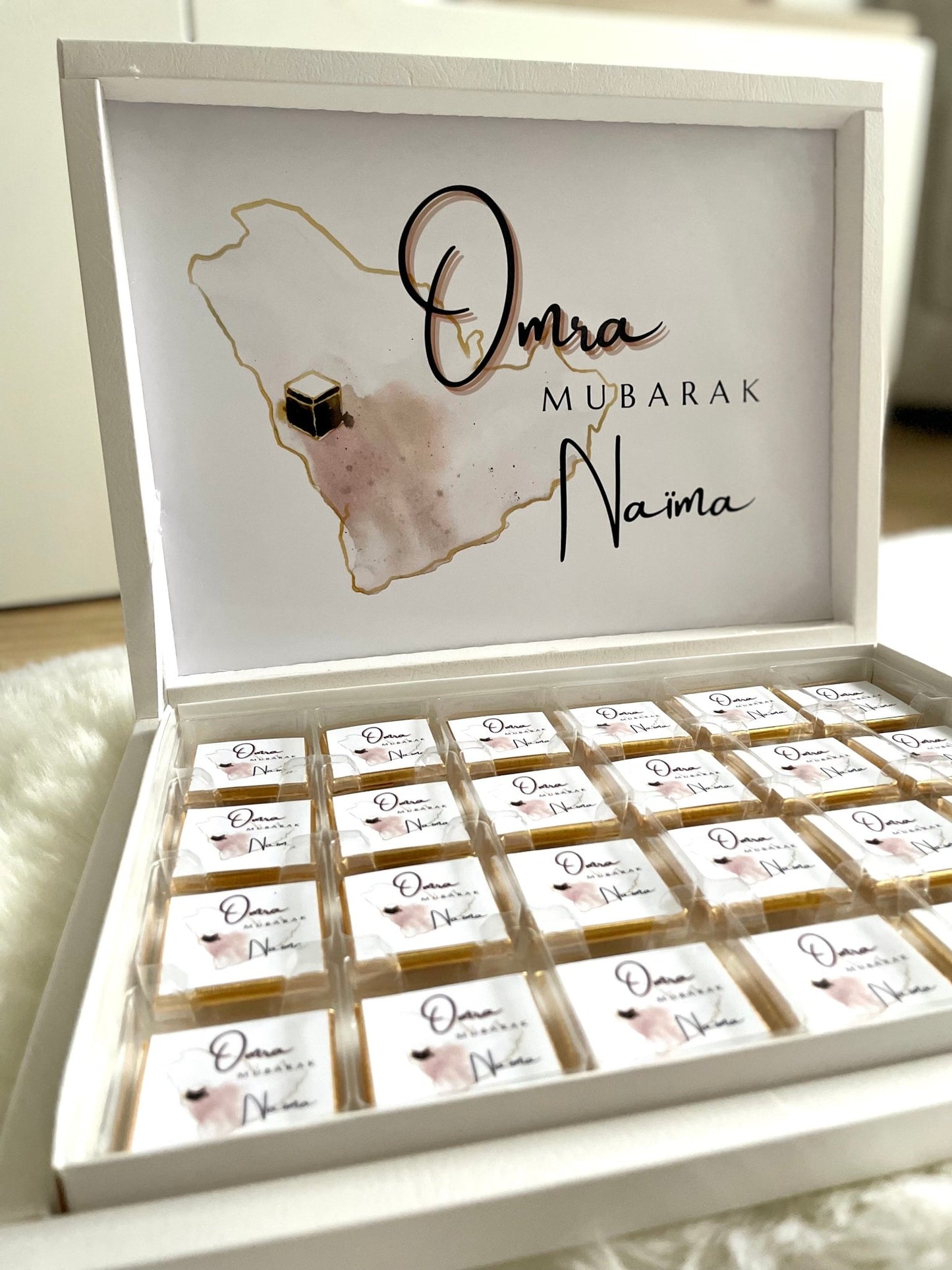 Boite Chocolats personnalisés Omra Mubarak - L’Atelier Personnalisé