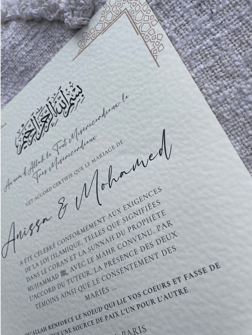 Certificat de mariage - L’Atelier Personnalisé