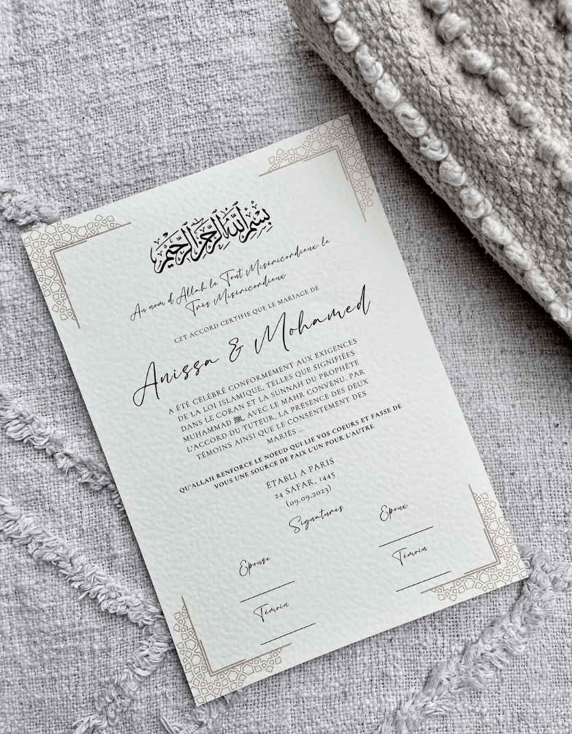Certificat de mariage - L’Atelier Personnalisé