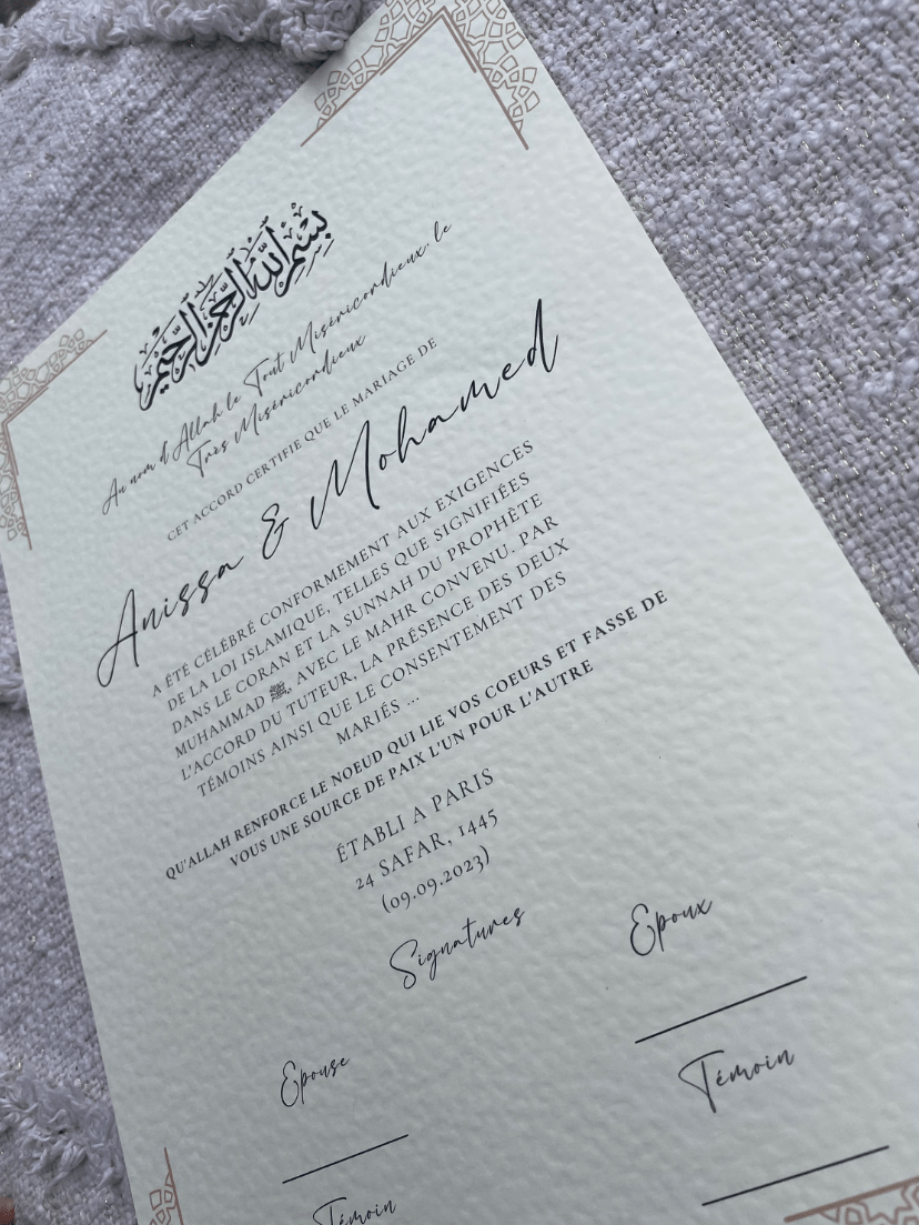 Certificat de mariage - L’Atelier Personnalisé