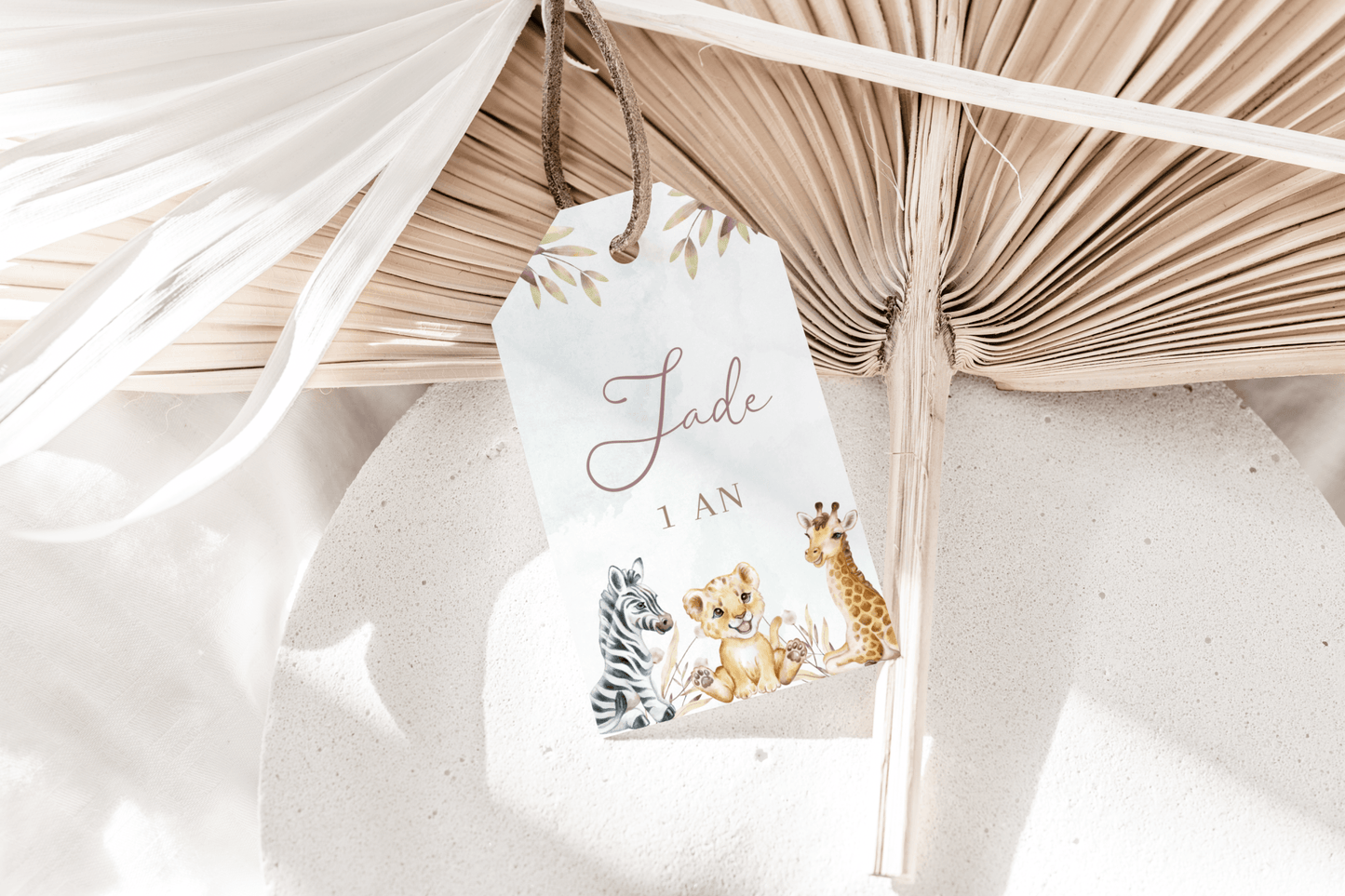 Etiquettes cadeaux Anniversaire Animaux Savane 2 - L’Atelier Personnalisé
