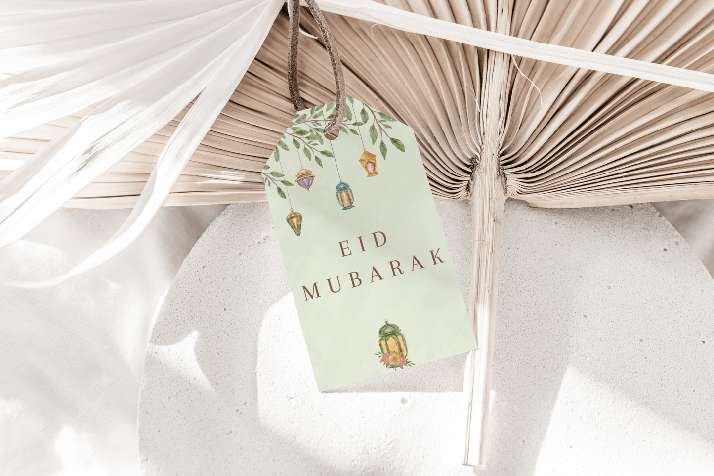 Etiquettes cadeaux Eid Mubarak Lanterne Verte - L’Atelier Personnalisé