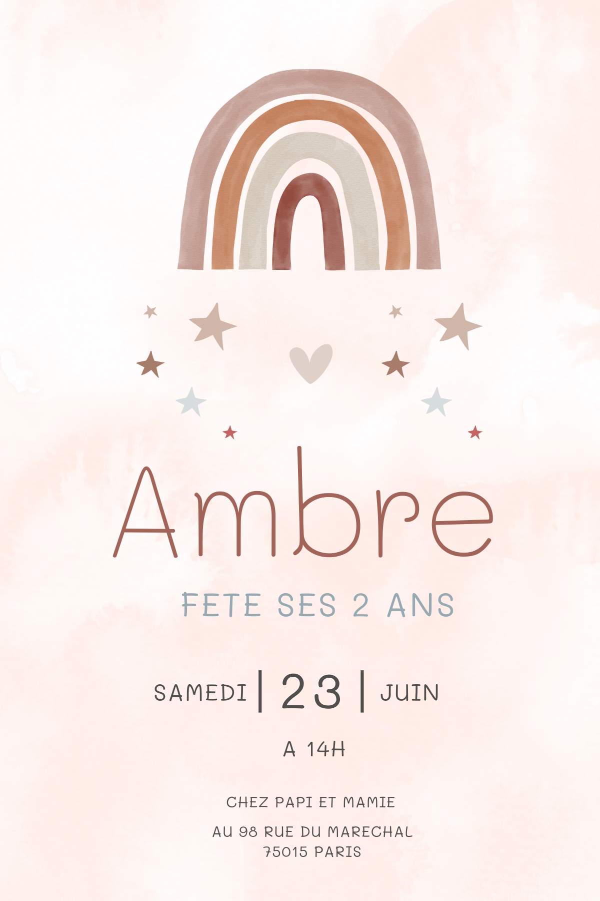 Invitation Anniversaire Arc en Ciel Bohème - L’Atelier Personnalisé