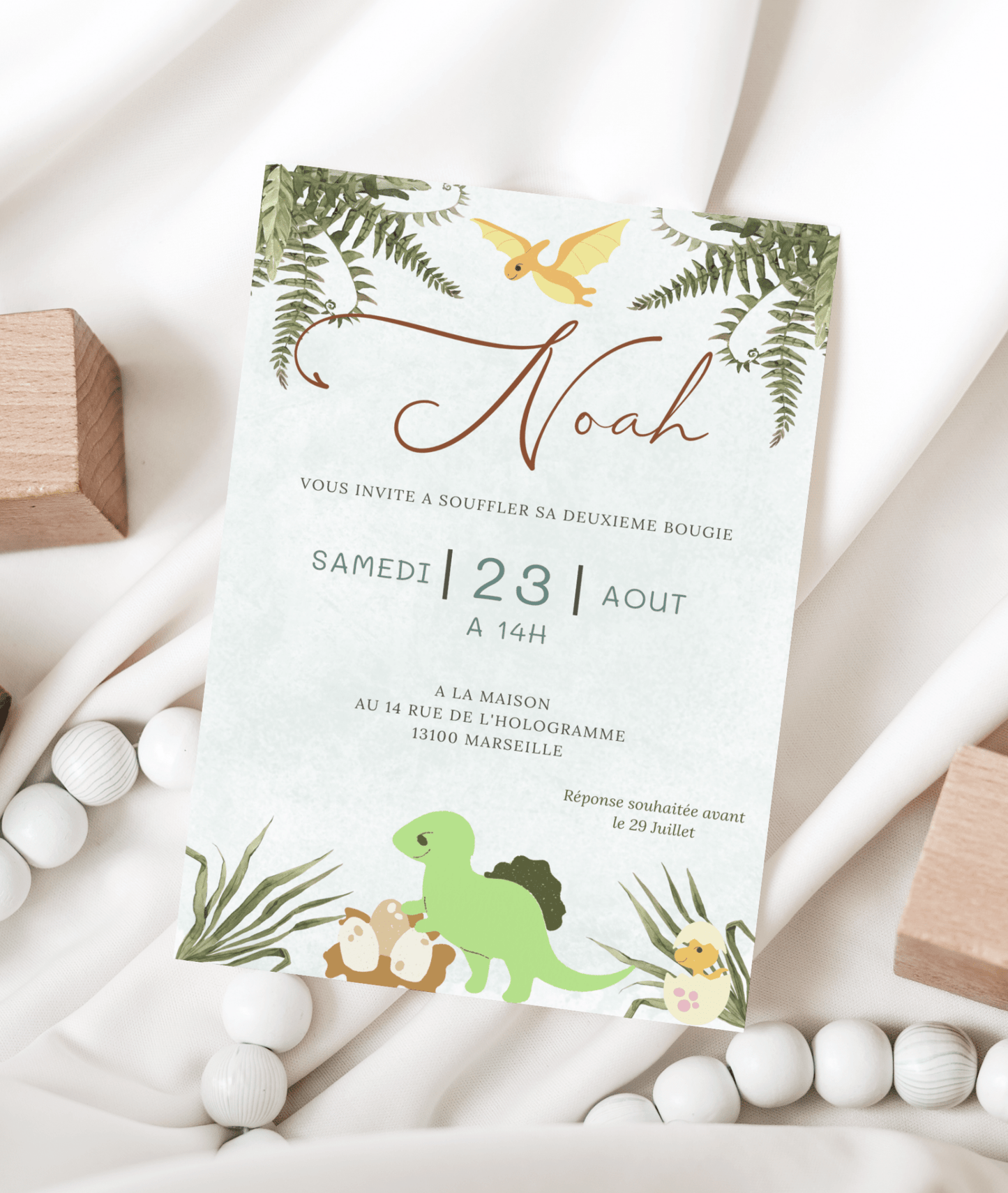 Invitation Anniversaire Dinosaure - L’Atelier Personnalisé