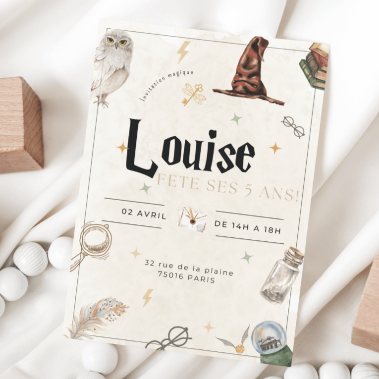 Invitation d'anniversaire sur le thème Magie - L’Atelier Personnalisé