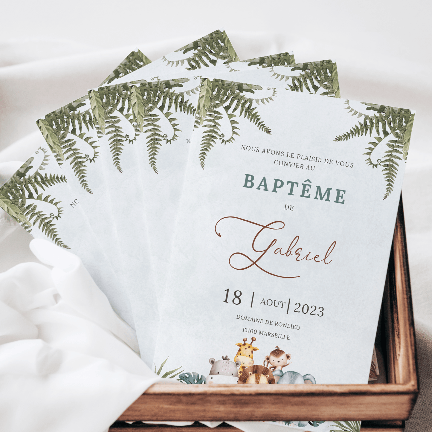 Invitation - Faire Part Baptême : Savane - L’Atelier Personnalisé