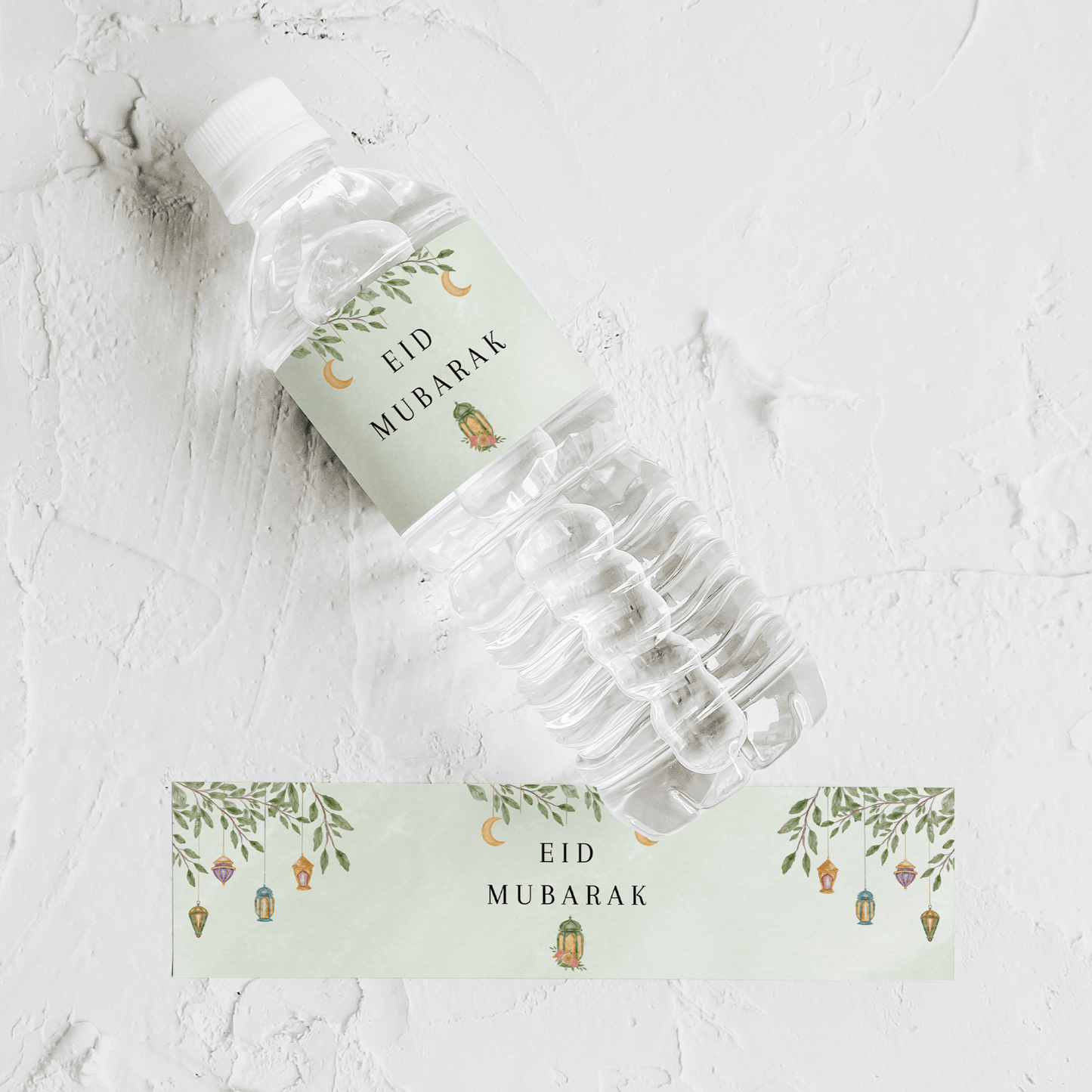 Lot de 5 Etiquettes Petites Bouteilles Eau thème Eid Mubarak - L’Atelier Personnalisé