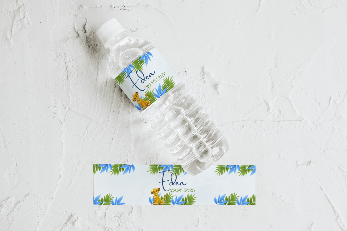 Lot de 5 Etiquettes Petites Bouteilles Eau thème Le Roi Lion Simba - L’Atelier Personnalisé