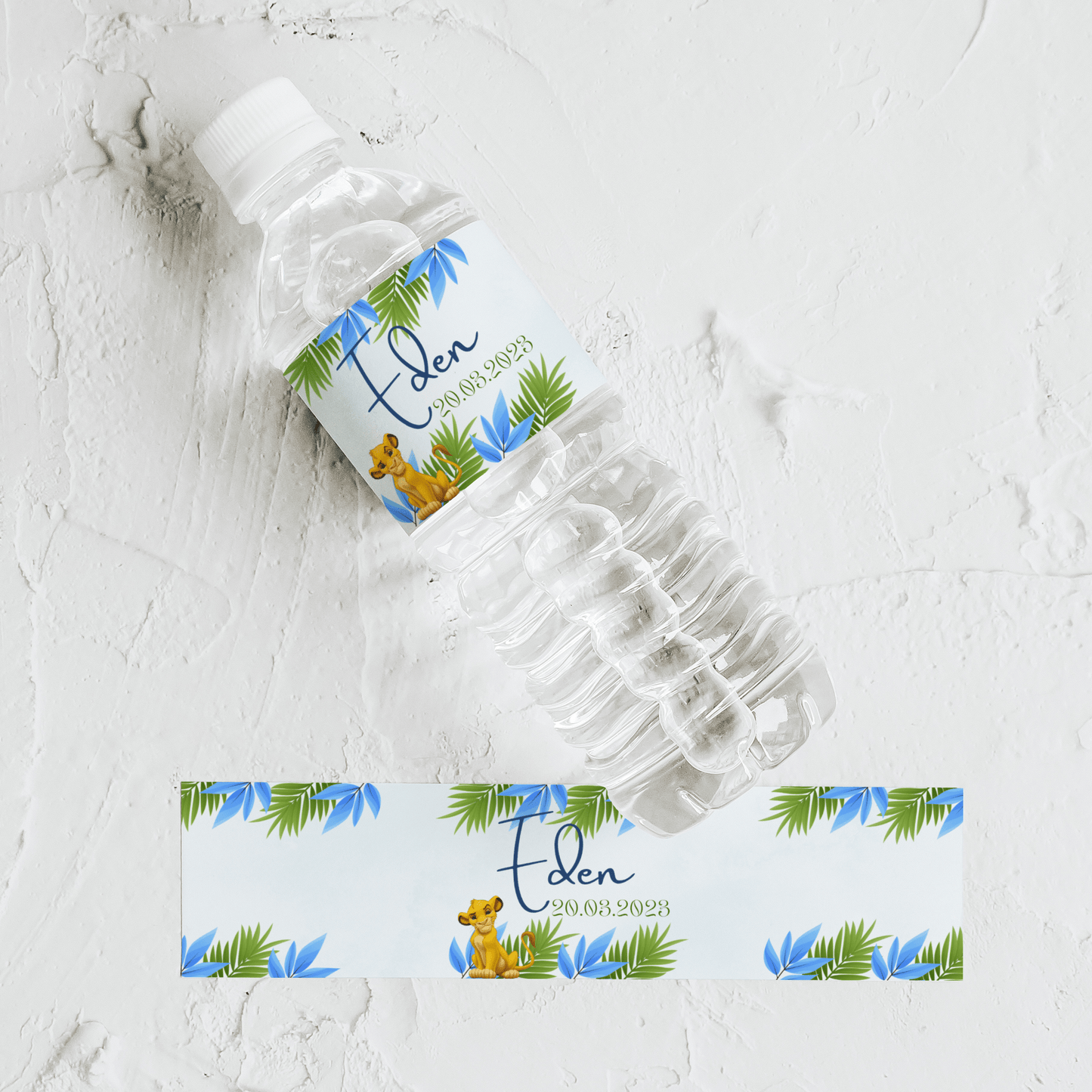 Lot de 5 Etiquettes Petites Bouteilles Eau thème Le Roi Lion Simba - L’Atelier Personnalisé