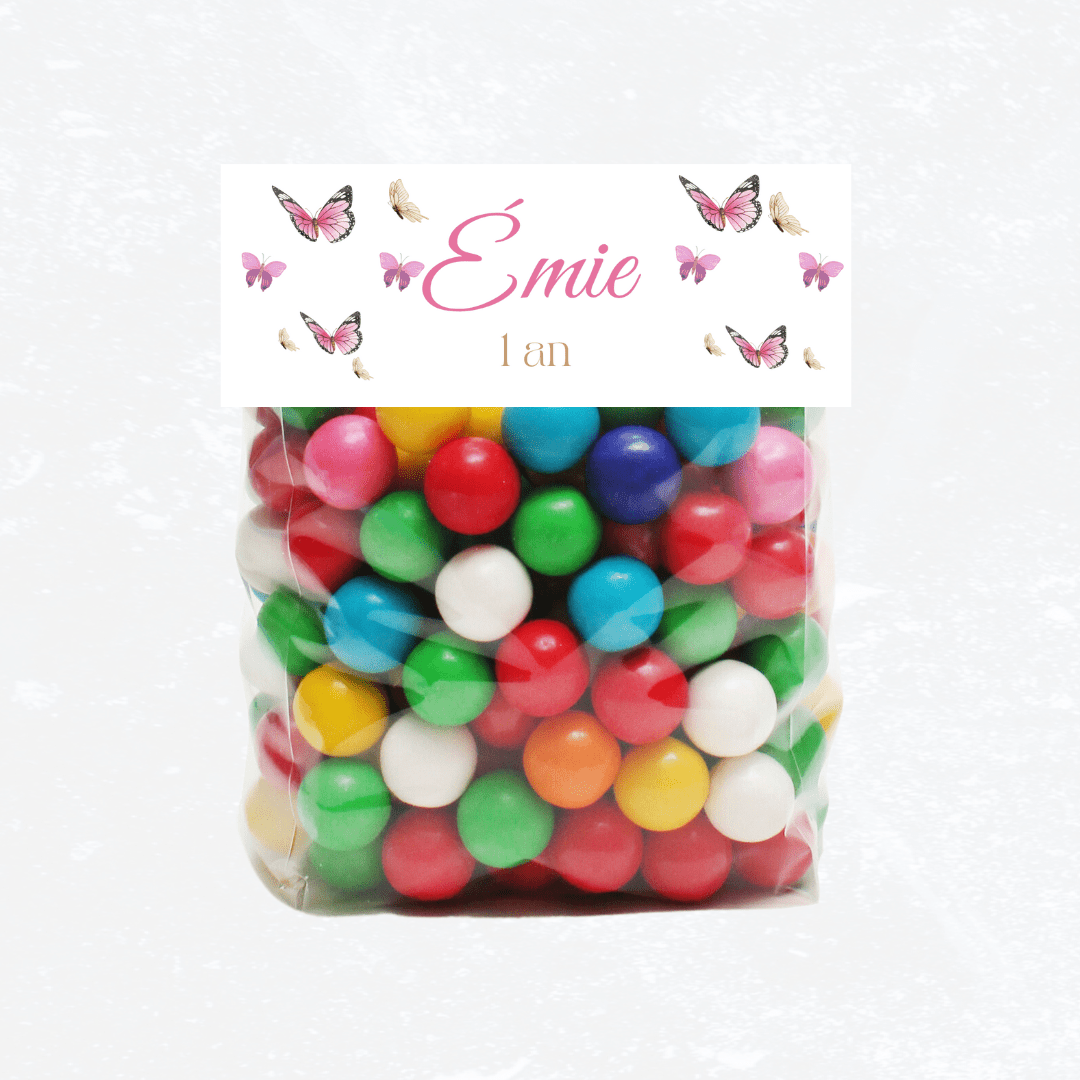 Sachets de Bonbons personnalisé sur le thème des Papillons - L’Atelier Personnalisé