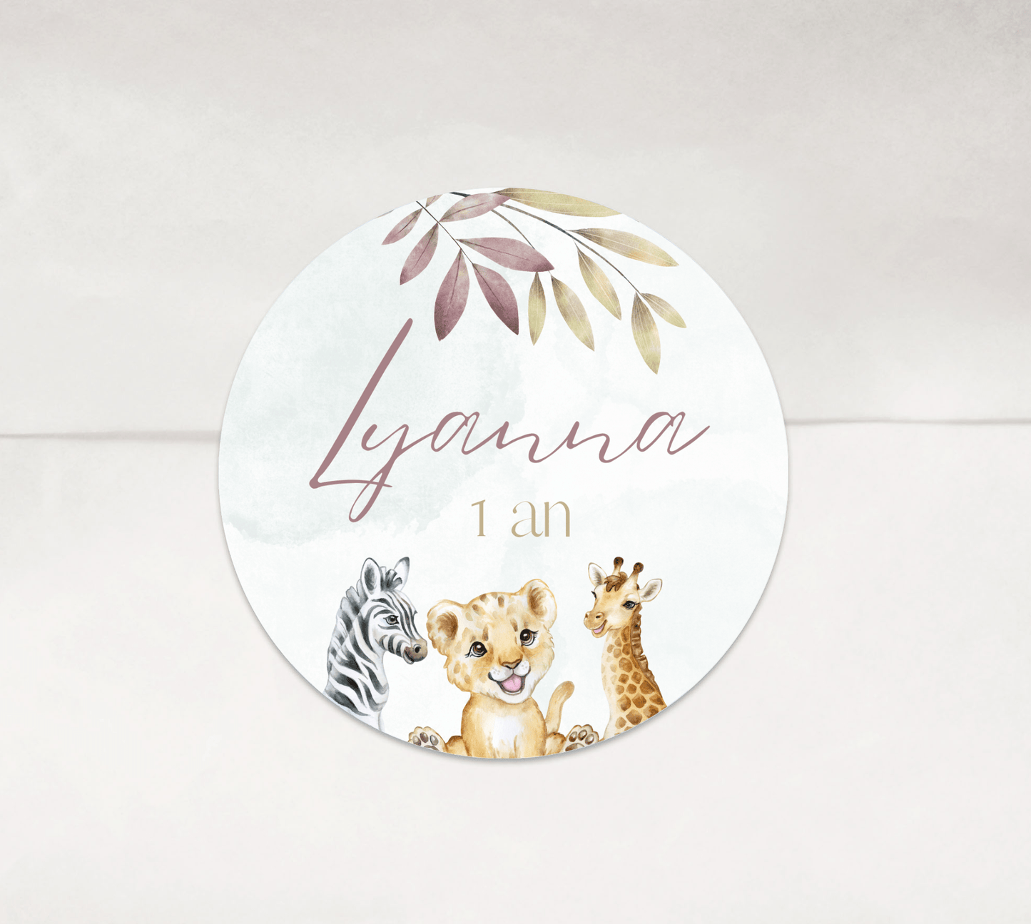Stickers autocollant Animaux Savane Fille anniversaire - L’Atelier Personnalisé
