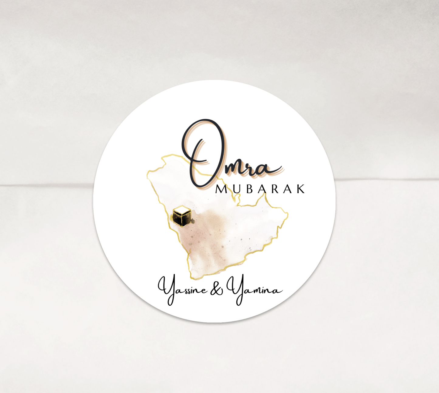 Stickers Omra Mubarak carte Beige Rosé - L’Atelier Personnalisé