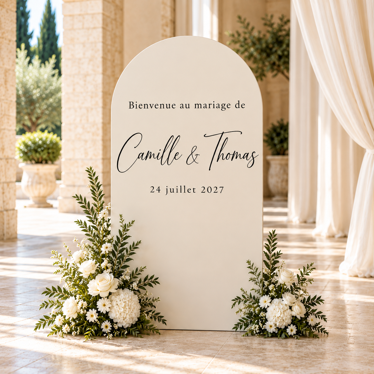 Stickers personnalisés pour backdrop mariage – Lettrage adhésif pour panneau de bienvenue