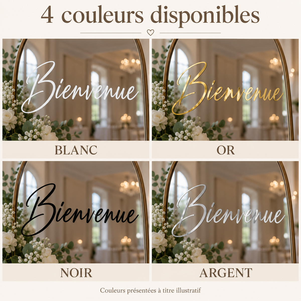 Stickers personnalisés pour backdrop mariage – Lettrage adhésif pour panneau de bienvenue