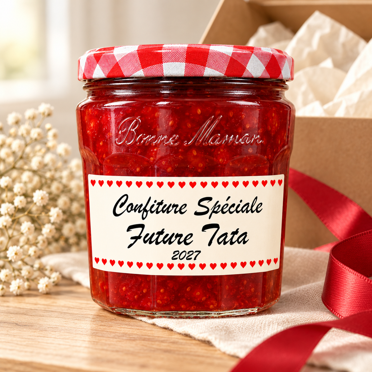 Étiquette personnalisée pour pot de confiture – Annonce grossesse – Future mamie, papi, tata, tonton et grands-parents