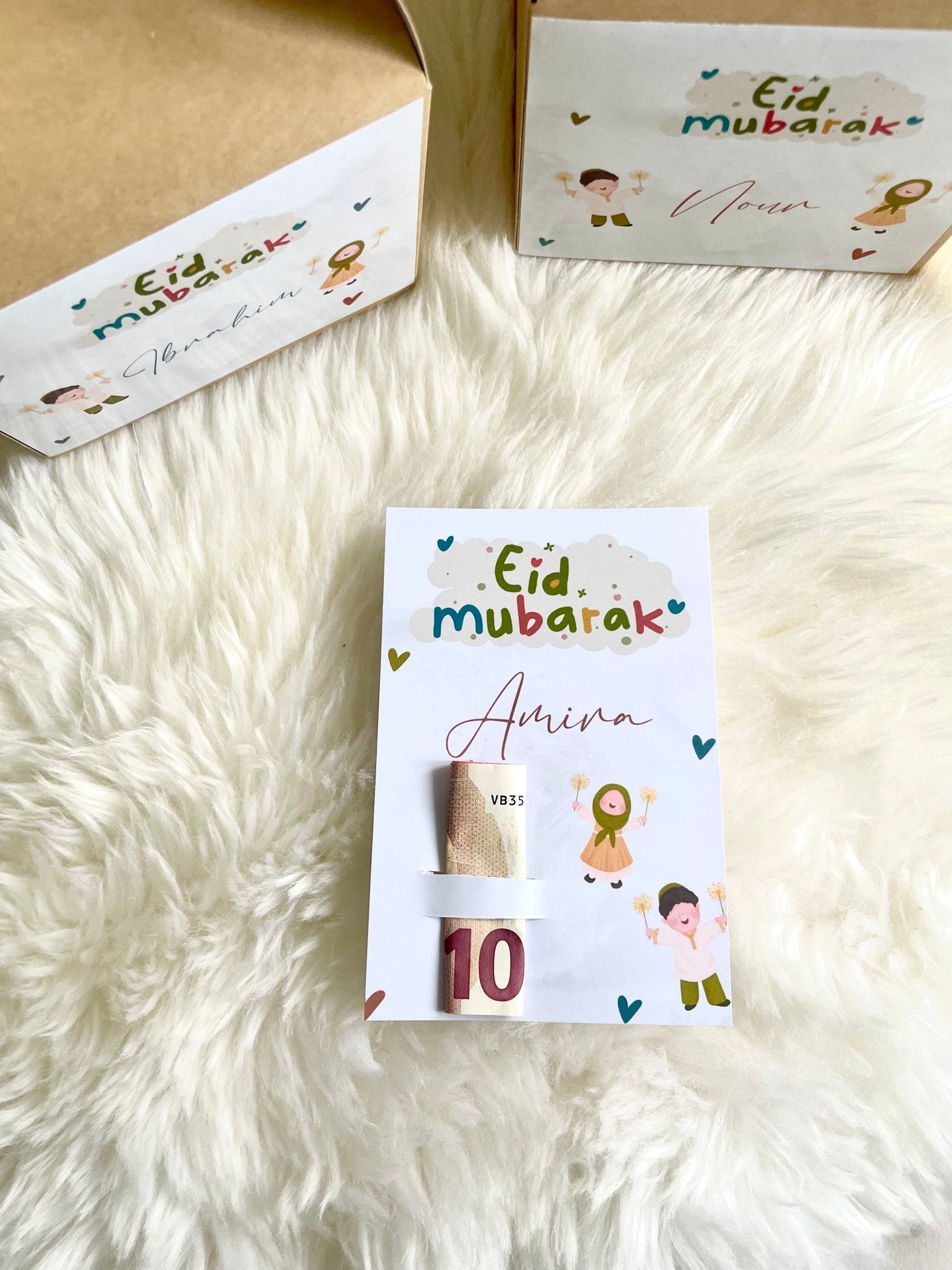 Carte encoche billets Eid MUBARAK Enfants - L’Atelier Personnalisé