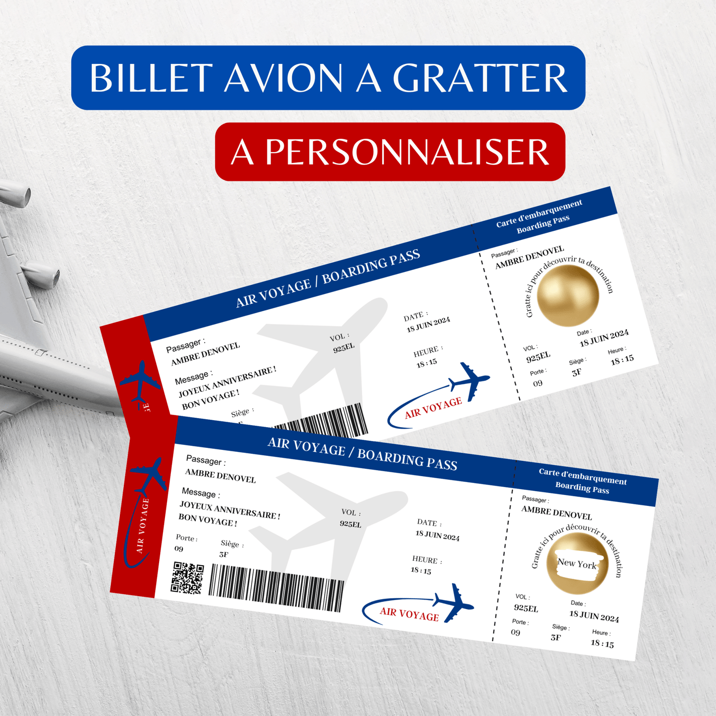 Carte d'embarquement a gratter - L’Atelier Personnalisé