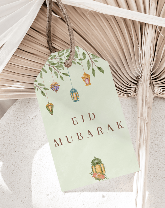Etiquettes cadeaux Eid Mubarak Lanterne Verte - L’Atelier Personnalisé