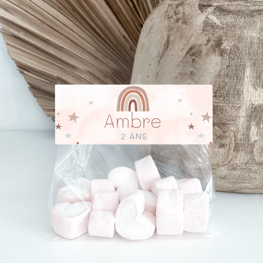 Sachets de bonbons personnalisés Arc en ciel Bohéme - L’Atelier Personnalisé