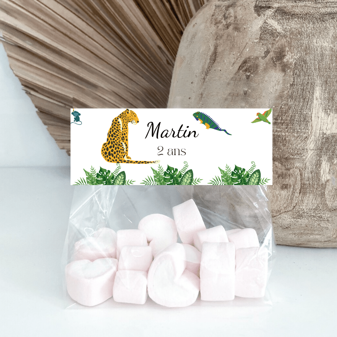 Sachets de bonbons personnalisés Jungle - L’Atelier Personnalisé